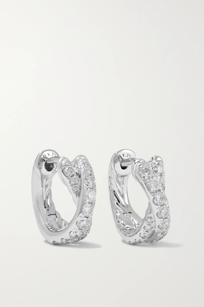 유럽직배송 데이비드율만 귀걸이 DAVID YURMAN Crossover 18-karat white gold diamond hoop earrings 33258524072162657