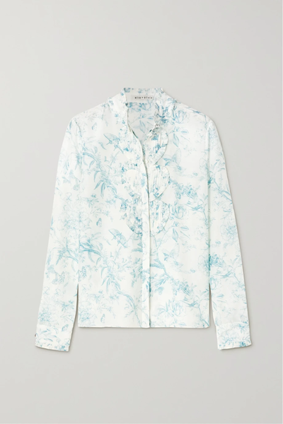 유럽직배송 앨리스앤올리비아 블라우스 ALICE + OLIVIA Kurt pintucked floral-print cotton and silk-blend blouse 38063312420747795