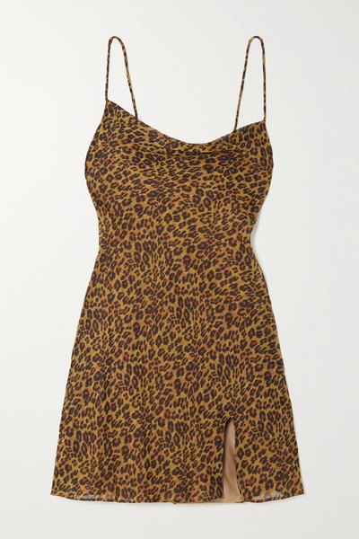 유럽직배송 스타우드 미니원피스 STAUD Bellamy open-back leopard-print chiffon mini dress 43769801096289078
