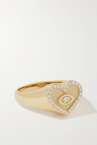 유럽직배송 시드니에반 반지 SYDNEY EVAN Heart Marquis Eye 14-karat gold diamond signet ring 32027475400198237