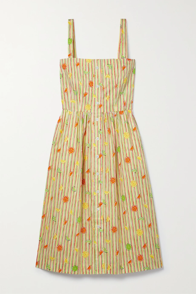 유럽직배송 HVN Laura printed cotton-blend poplin midi dress 38063312420348287