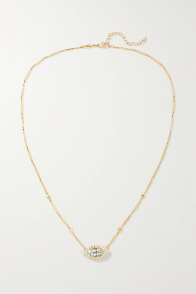 유럽직배송 잭키에이슈 목걸이 JACQUIE AICHE 14-karat gold, diamond and aquamarine necklace 38063312419089266