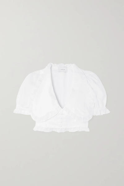 유럽직배송 JOSLIN + NET SUSTAIN Lulu cropped ruffled organdie-trimmed linen-batiste blouse 38063312420581977