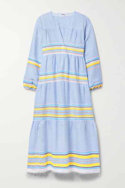 유럽직배송 렘렘 원피스 LEMLEM Kitelli fringed striped cotton-blend gauze midi dress 42247633207905025