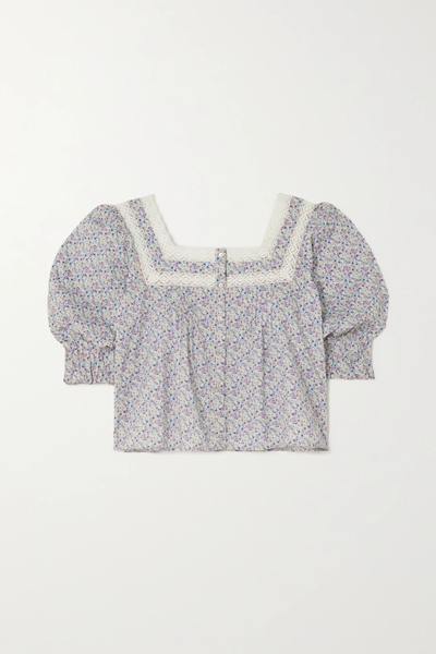 유럽직배송 릭소 블라우스 RIXO Sedona crochet-trimmed floral cotton-voile blouse 38063312420396026
