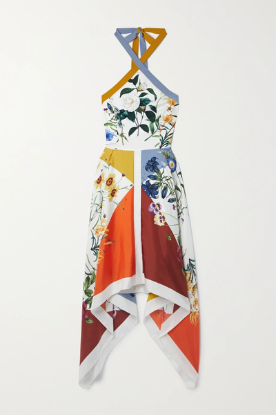 유럽직배송 오스카르데라렌타 원피스 OSCAR DE LA RENTA Asymmetric printed silk-twill halterneck dress 38063312420825940