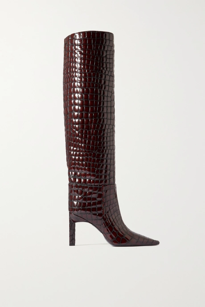 유럽직배송 아티코 롱부츠 THE ATTICO Vitto croc-effect glossed-leather knee boots 38063312420489524