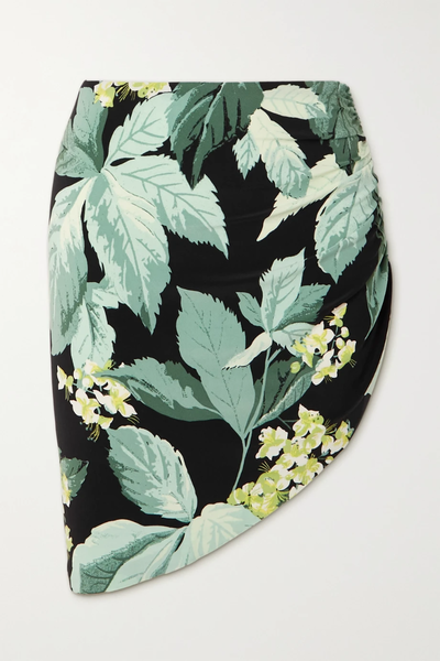 유럽직배송 노르마카말리 미니스커트 NORMA KAMALI Ruched floral-print stretch-jersey mini skirt 38063312420568880