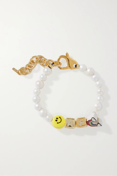 유럽직배송 MARTHA CALVO Happy AF gold-plated, pearl and crystal bracelet 1647597282948006