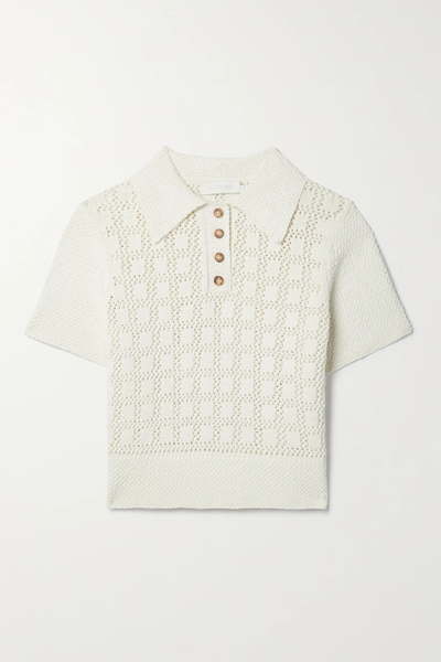 유럽직배송 짐머만 ZIMMERMANN Lyre open-knit cotton polo shirt 42247633207928200