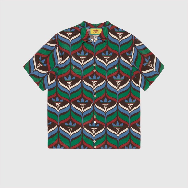 유럽직배송 구찌 셔츠 GUCCI adidas x Gucci Trefoil print bowling shirt 702467ZAJOV2054