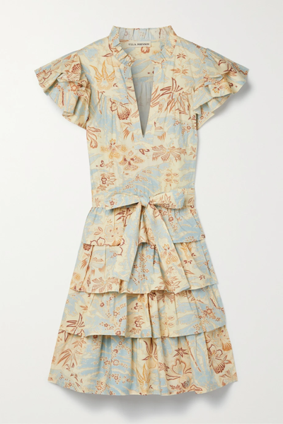 유럽직배송 울라존슨 원피스 ULLA JOHNSON Lulua belted ruffled printed cotton-poplin dress 43769801096294018