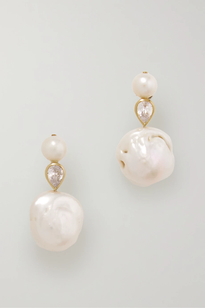 유럽직배송 컴플리티드워크 귀걸이 COMPLETEDWORKS Gold-plated, crystal and pearl earrings 42247633208538009