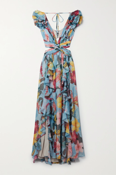 유럽직배송 팻보 원피스 PATBO Cutout ruffled floral-print chiffon maxi dress 42247633207904759