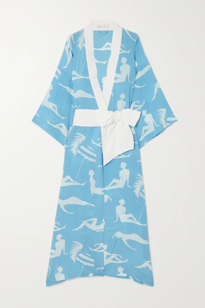 유럽직배송 올리비아본할 로브 OLIVIA VON HALLE Queenie printed silk crepe de chine robe 38063312418812762