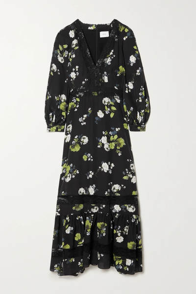 유럽직배송 에르뎀 원피스 ERDEM Magdalene lace-trimmed floral-print silk crepe de chine midi dress 42247633207844948