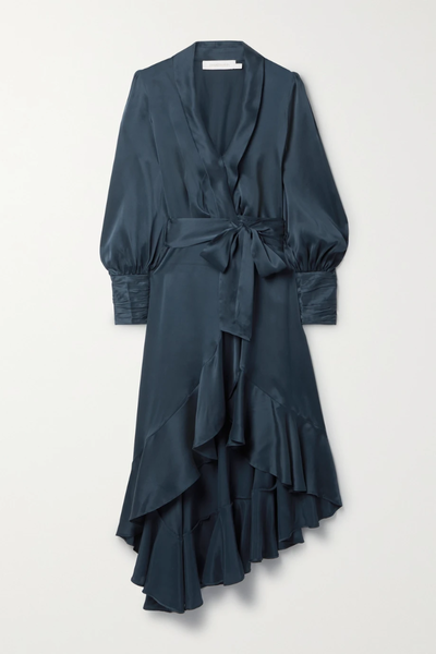 유럽직배송 짐머만 원피스 ZIMMERMANN Asymmetric ruffled silk-satin midi wrap dress 1647597287530189