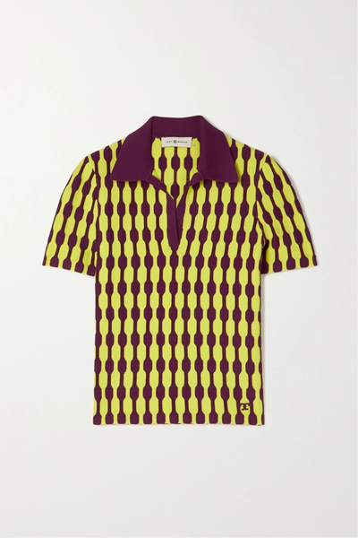 유럽직배송 토리버치 카라티 TORY BURCH Striped jacquard-knit polo shirt 1647597285073493