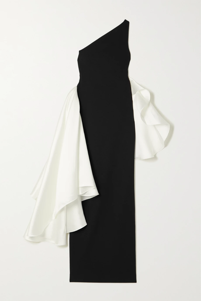 유럽직배송 솔러스런던 SOLACE LONDON Calla asymmetric two-tone stretch-crepe gown 38063312419343097