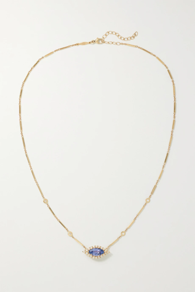 유럽직배송 잭키에이슈 목걸이 JACQUIE AICHE 14-karat gold, diamond and tanzanite necklace 38063312419089150