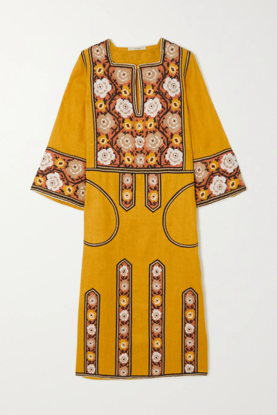 유럽직배송 비타 킨 원피스 VITA KIN Bulgarian Rose embroidered linen midi dress 34344356236934259