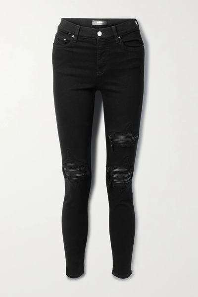 유럽직배송 아미리 AMIRI MX1 leather-trimmed distressed high-rise slim-leg jeans 38063312419505805