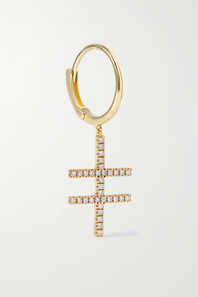 유럽직배송 BY PARIAH Double Crossing 14-karat recycled gold diamond single hoop earring 1647597282948019