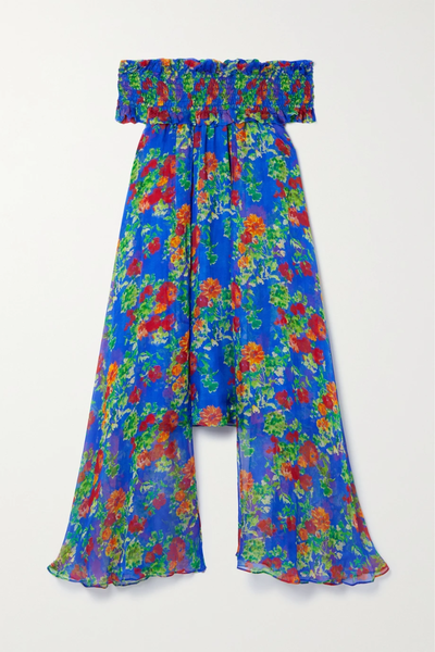 유럽직배송 캐롤라인 콘스타스 미니원피스 CAROLINE CONSTAS Areadne off-the-shoulder draped floral-print silk-chiffon mini dress 38063312420538166