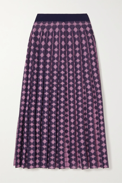 유럽직배송 토리버치 스커트 TORY BURCH Pleated cotton-blend jacquard midi skirt 1647597285073495
