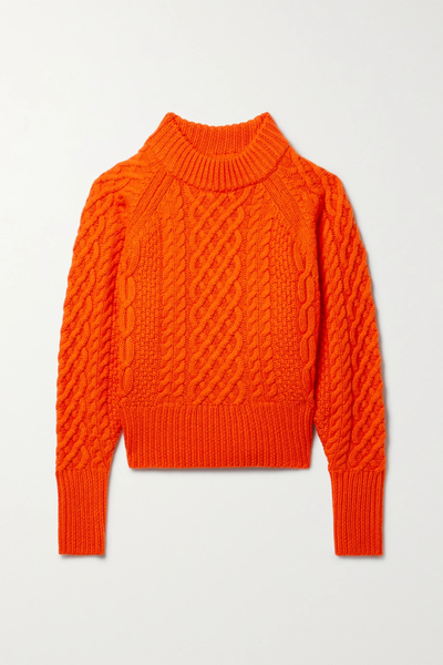 유럽직배송 에밀리아 윅스테드 스웨터 EMILIA WICKSTEAD Emory cable-knit neon wool sweater 43769801095620671