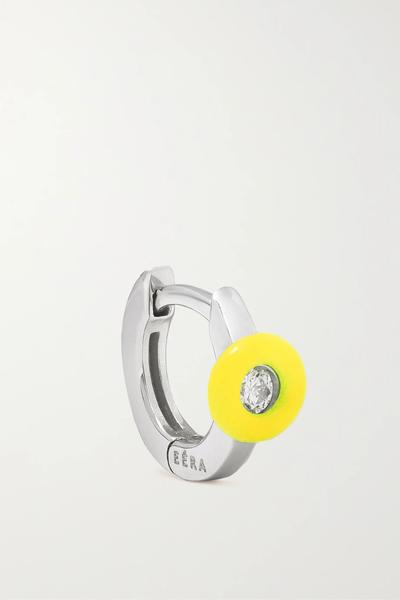 유럽직배송 이이알에이 싱글 귀걸이 EÉRA 18-karat white gold, enamel and diamond single hoop earring 45666037504932877