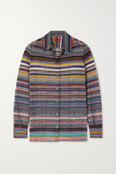 유럽직배송 미쏘니 셔츠 MISSONI Metallic striped crochet-knit shirt 43769801095590206