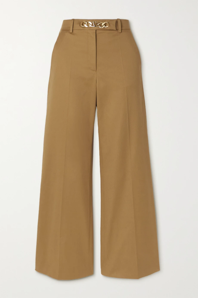 유럽직배송 발렌티노 팬츠 VALENTINO Embellished cotton-blend gabardine wide-leg pants 42247633208866216