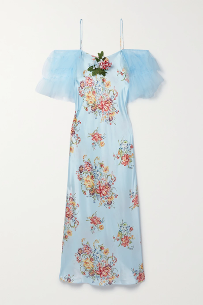 유럽직배송 로다테 원피스 RODARTE Embellished tulle-trimmed floral-print silk midi dress 38063312419586559