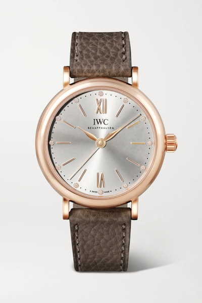 유럽직배송 IWC SCHAFFHAUSEN Portofino Automatic 34mm 18-karat red gold, textured-leather and diamond watch 1647597282528981