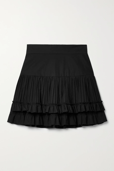 유럽직배송 브랜든맥스웰 미니스커트 BRANDON MAXWELL Pleated tiered cotton-poplin mini skirt 38063312419380169