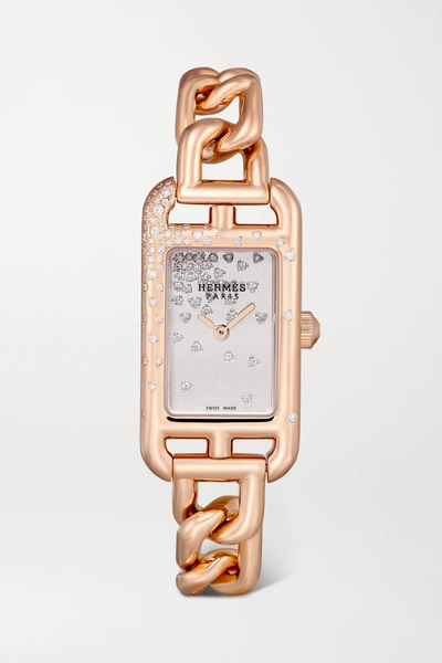 유럽직배송 HERMÈS TIMEPIECES Nantucket 29mm small 18-karat rose gold and diamond watch 36856120585388406