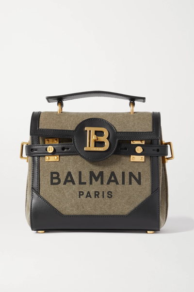 유럽직배송 발망 숄더백 BALMAIN B-Buzz 23 leather-trimmed printed canvas shoulder bag 22527730565999200