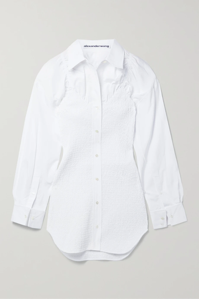 유럽직배송 알렉산더왕 미니 셔츠원피스 ALEXANDER WANG Shirred cotton-poplin mini shirt dress 46376663162443332
