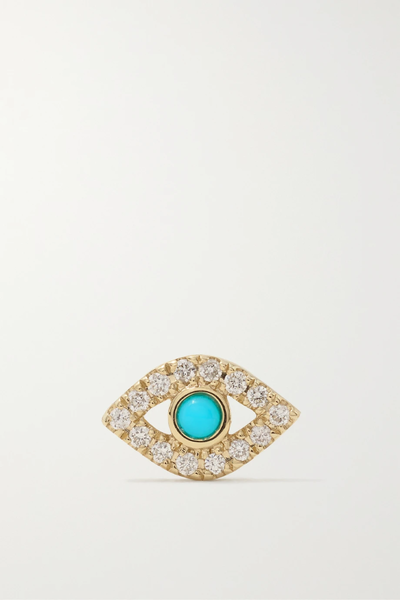 유럽직배송 시드니에반 싱글 귀걸이 SYDNEY EVAN Small Evil Eye 14-karat gold, diamond and turquoise single earring 1647597283667716