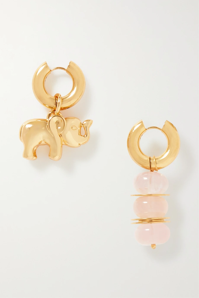 유럽직배송 타임리스펄리 귀걸이 TIMELESS PEARLY Gold-plated quartz hoop earrings 1647597282948446