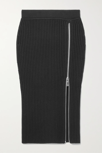 유럽직배송 마이클코어스콜렉션 스커트 MICHAEL KORS COLLECTION Zip-detailed ribbed wool-blend midi skirt 43769801095728084