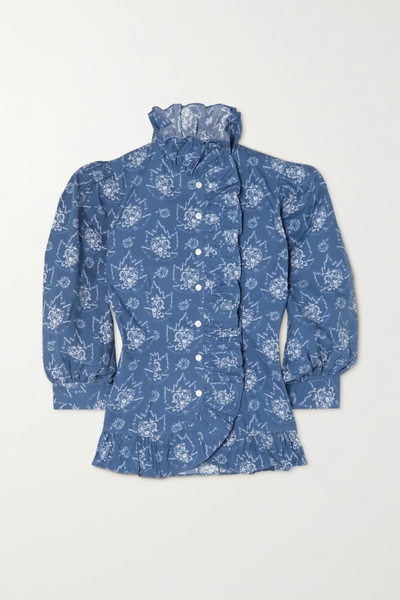 유럽직배송 바체바 블라우스 BATSHEVA Nora ruffled floral-print cotton-poplin blouse 1647597281922684
