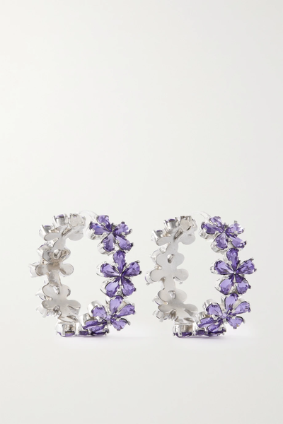 유럽직배송 아미나무아디 귀걸이 AMINA MUADDI Lily silver-tone crystal hoop earrings 42247633208365676
