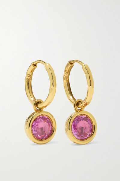 유럽직배송 옥타비아 엘리자베스 귀걸이 OCTAVIA ELIZABETH + NET SUSTAIN Nesting Gem Petite Gabby 18-karat recycled gold sapphire hoop earrings 1647597283369285