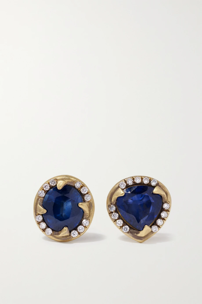 유럽직배송 SYLVA &amp; CIE 18-karat gold, sapphire and diamond earrings 1647597282823767