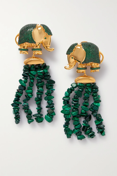 유럽직배송 베굼칸 클립 귀걸이 BEGÜM KHAN Elephant gold-plated, bead and crystal clip earrings 1647597279296434
