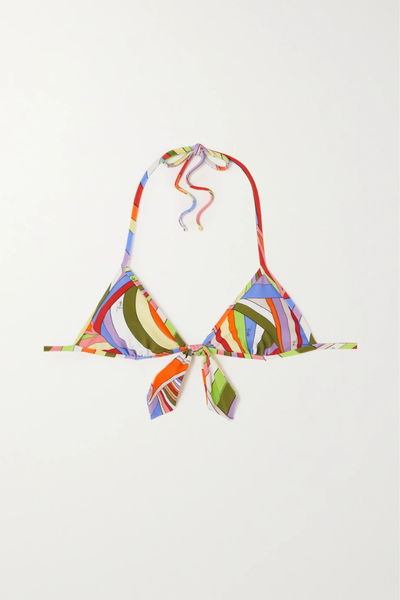 유럽직배송 PUCCI Baby Iride tie-detailed printed triangle bikini top 45666037505095046
