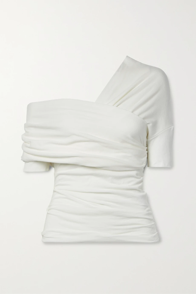 유럽직배송 INTERIOR The Amalia one-shoulder draped cotton-jersey top 43769801098119595
