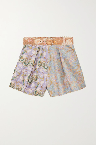 유럽직배송 짐머만 ZIMMERMANN Kaleidoscope belted embellished floral-print silk and cotton-blend shorts 46376663162645975